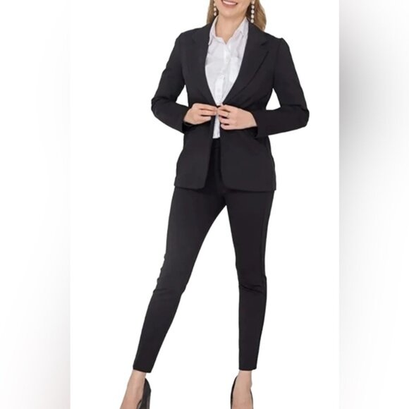 NWT Mary Crafts DR599C one button closure Black Suite Blazer Size 0 - Picture 1 of 8